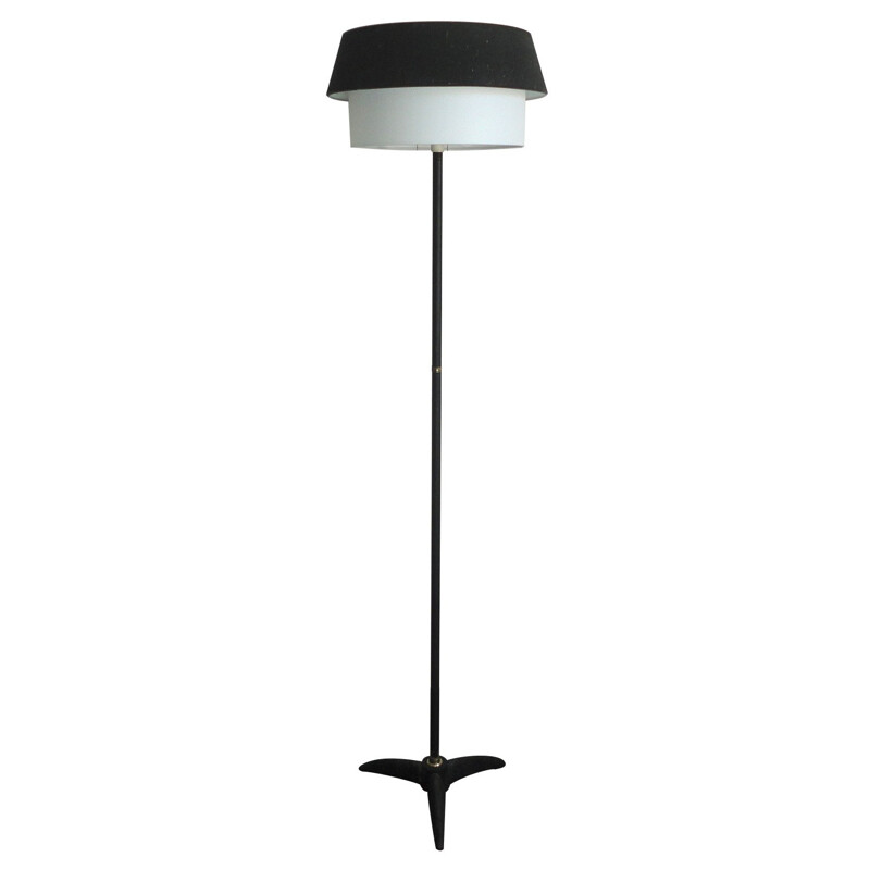 French floor lamp in black lacquered metal - 1960s