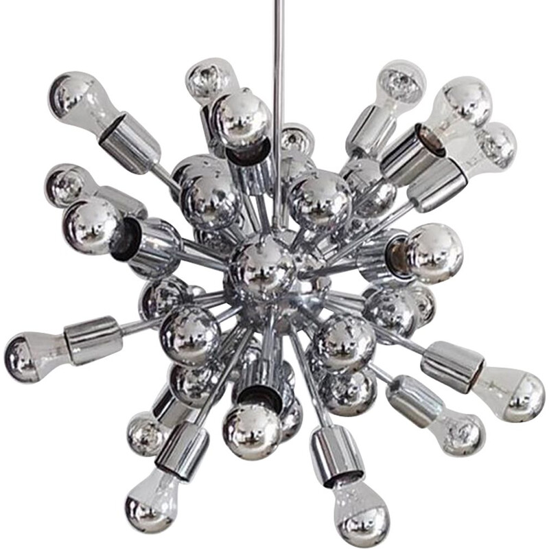 Vintage Sputnik chandelier in chrome by Goffredo Reggiani Italy 1970s