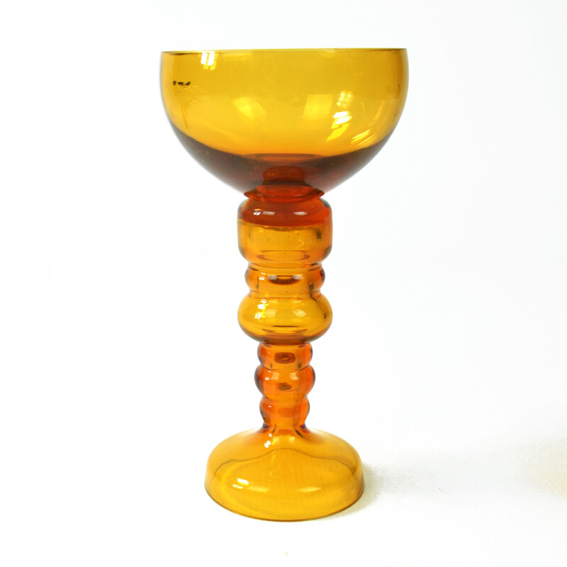 Chandelier vintage en verre au miel par Friedrich Kristall Allemagne 1970