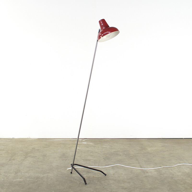 Hala red floorlamp, H. BUSQUET - 1970s