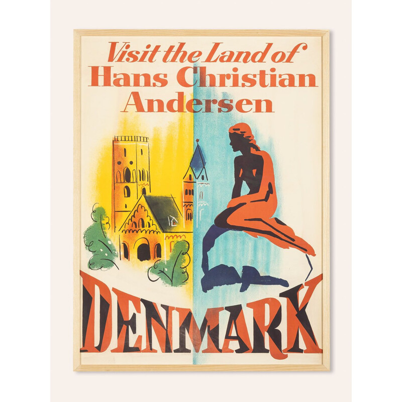 Cartel publicitario vintage, Dinamarca 1960