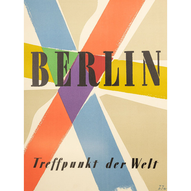 Affiche publicitaire vintage de Berlin-Treffpunkt der Welt 1955