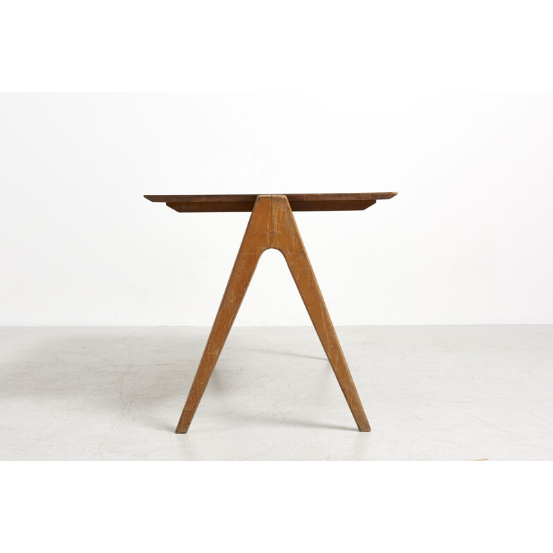  Mesa de pernas de bússola de faia Vintage por Robin Day para Hille, Reino Unido 1950