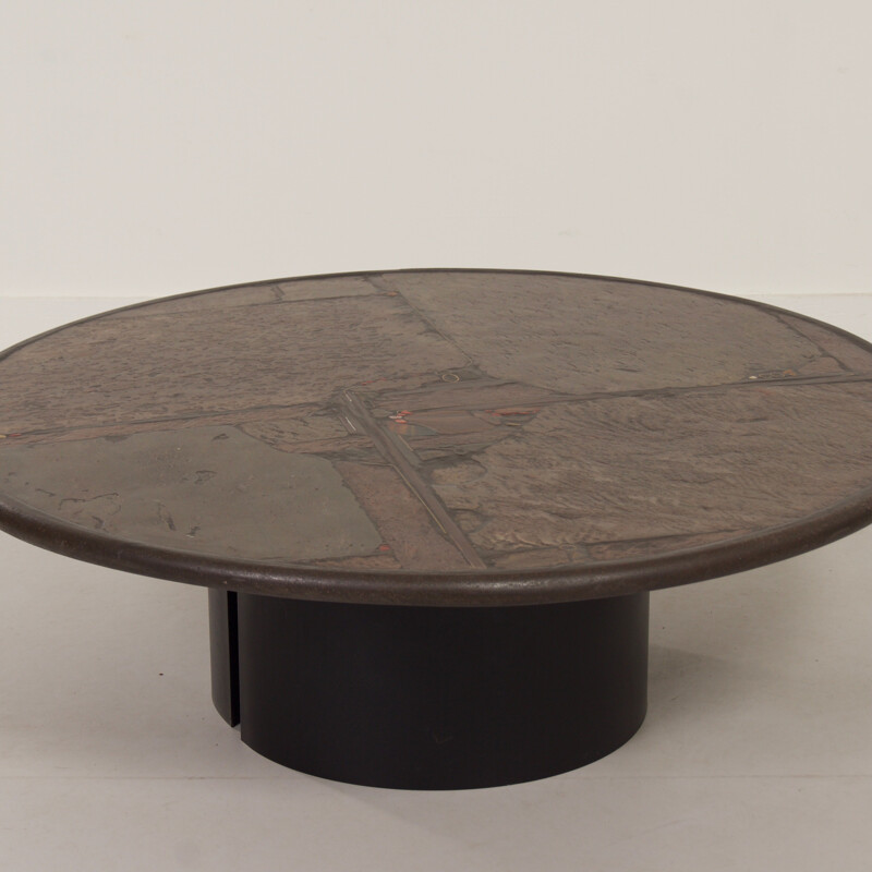 Vintage offee table brown natural stone c by Paul Kingma 1990s