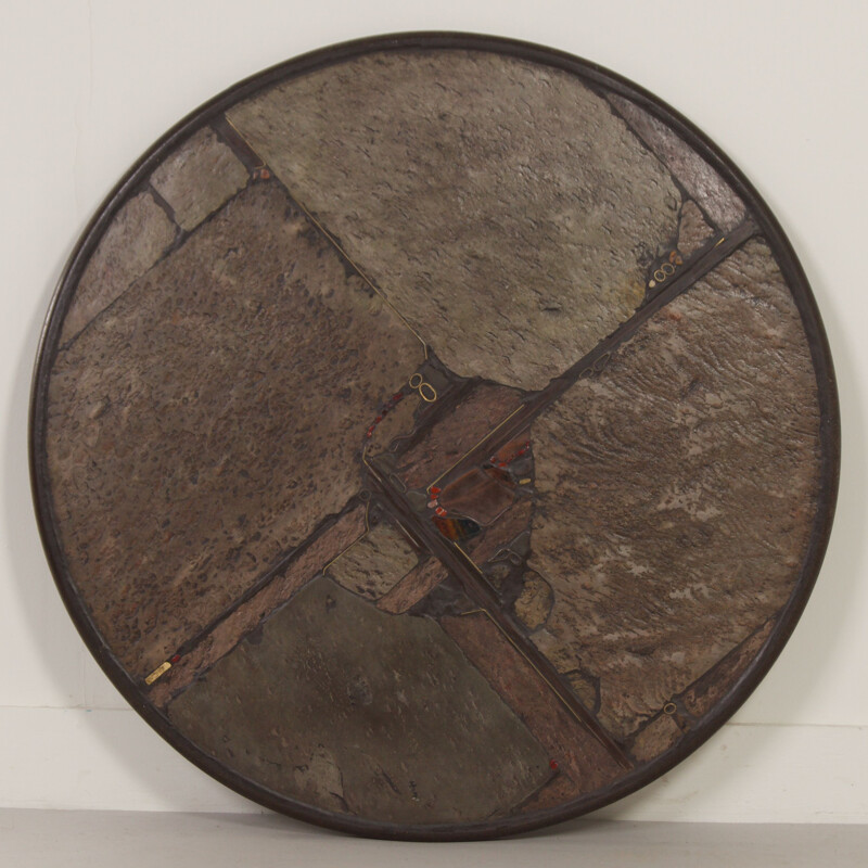 Table basse vintage en pierre naturelle brune par Paul Kingma 1990