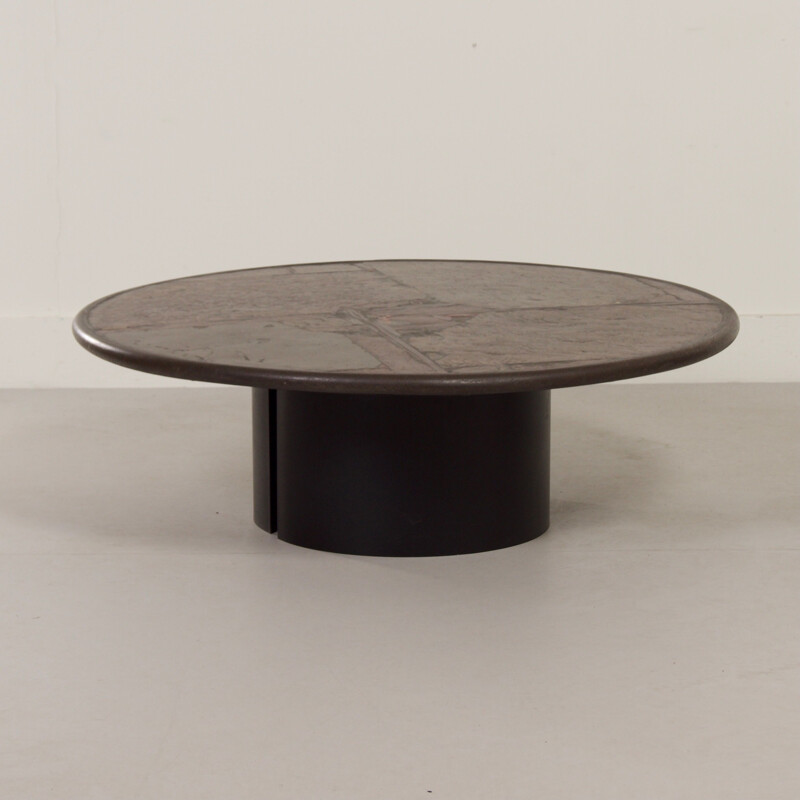 Vintage offee table brown natural stone c by Paul Kingma 1990s