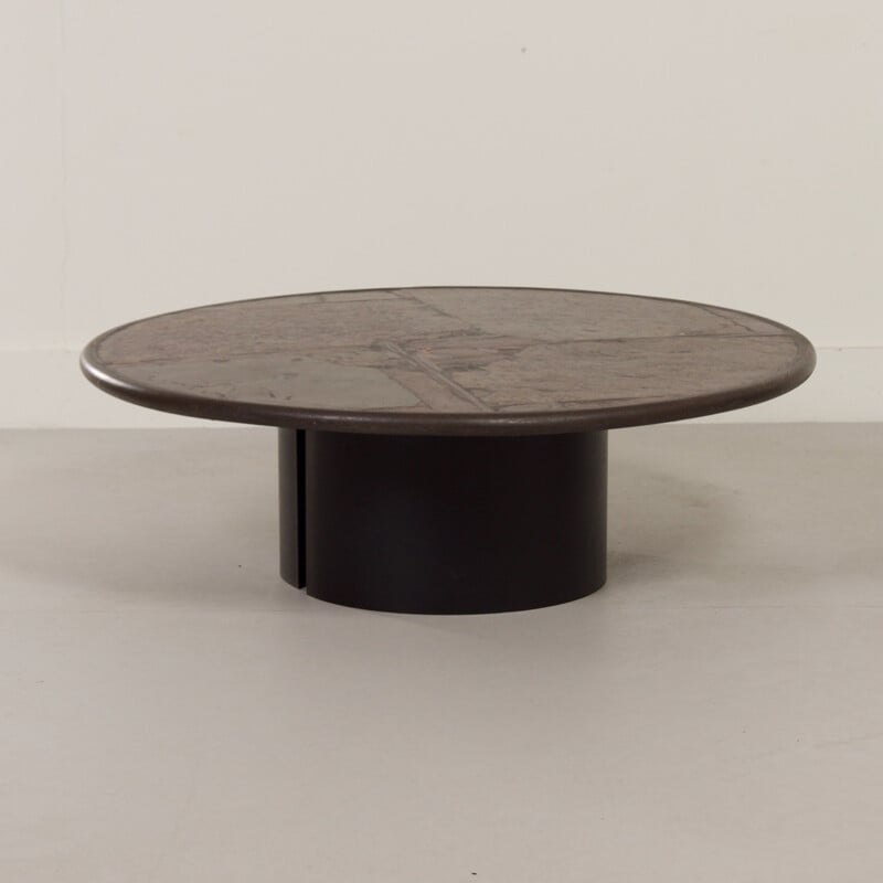 Vintage offee table brown natural stone c by Paul Kingma 1990s