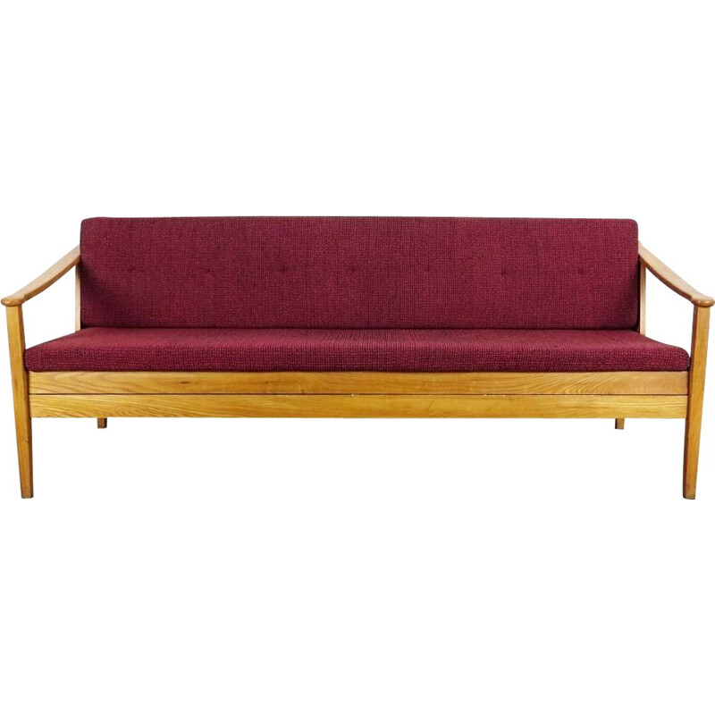 Vintage bordeaux folding sofa 1960s