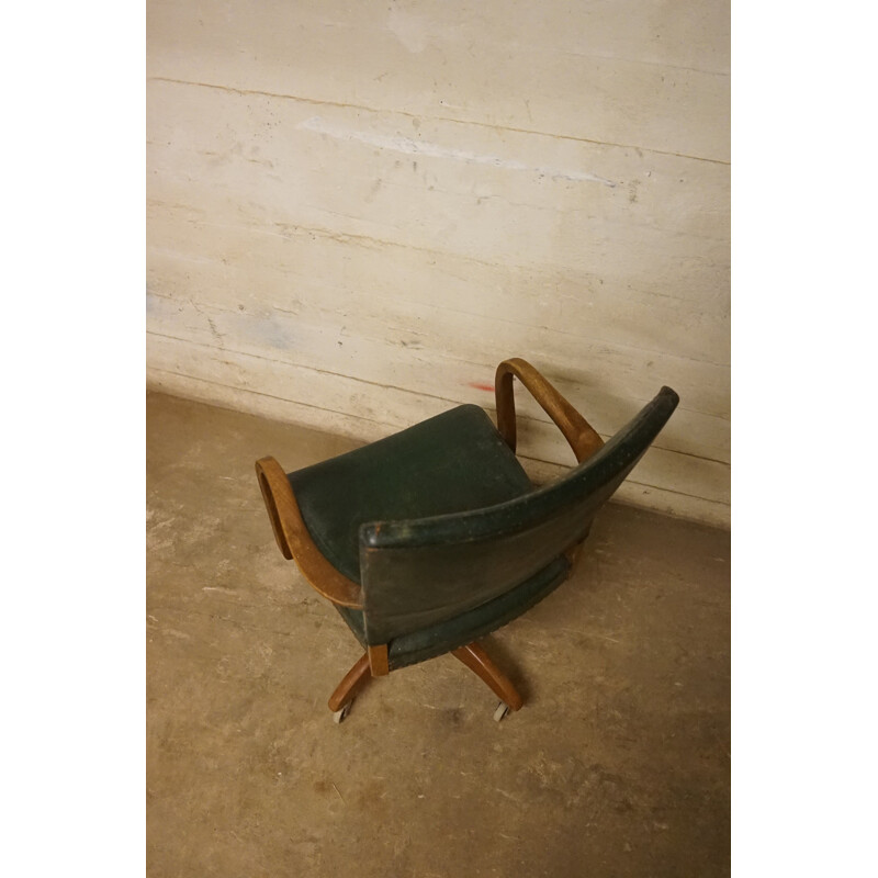 Vintage dark stained beechwood office chair 1930s