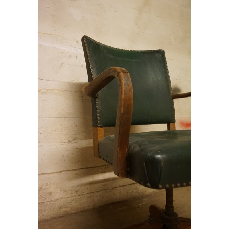 Vintage dark stained beechwood office chair 1930s