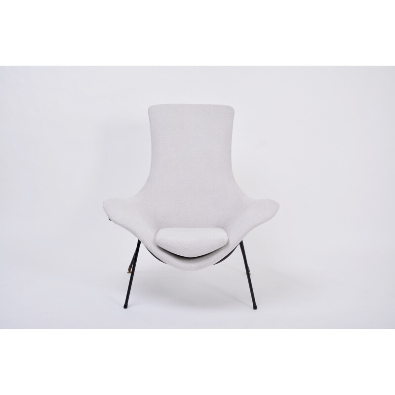Vintage grey armchair by Augusto Bozzi for Fratelli Saporiti Italy 1950s