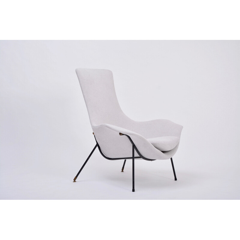 Vintage grey armchair by Augusto Bozzi for Fratelli Saporiti Italy 1950s