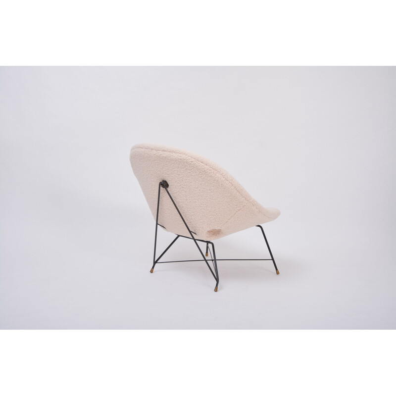 Vintage Stuhl aus schwarz lackiertem Metall von Augusto Bozzi für Saporiti, Italien 1956