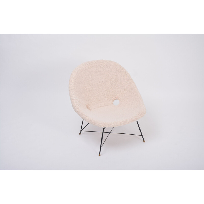 Vintage Stuhl aus schwarz lackiertem Metall von Augusto Bozzi für Saporiti, Italien 1956