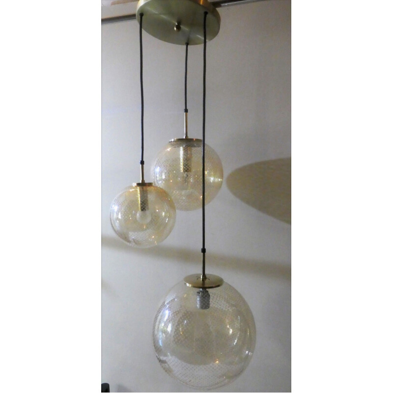 Vintage suspension lamp by Glashütte Limburg 1970s