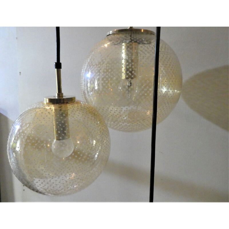 Vintage suspension lamp by Glashütte Limburg 1970s