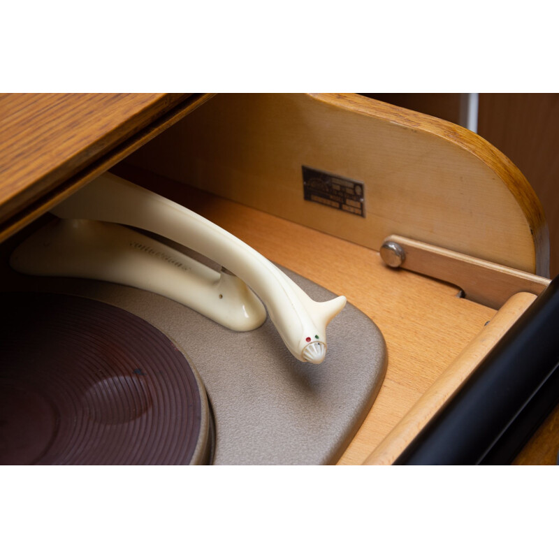 Vintage cabinet with gramophone by Jindřich Halabala for UP Závody, Czechoslovakia 1950