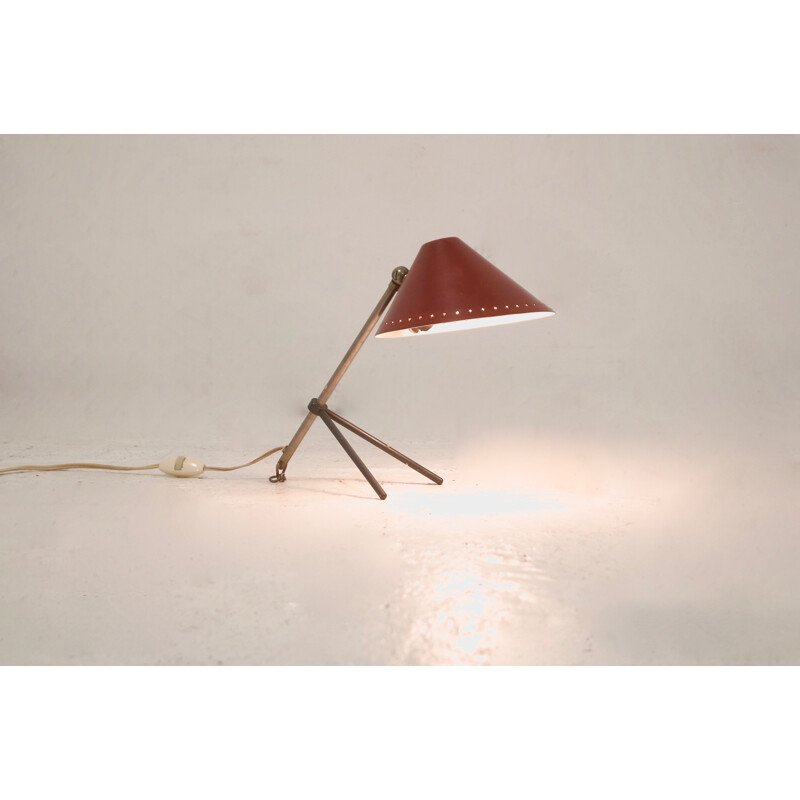 Hala Zeist "Pinokkio" red table lamp, H. BUSQUET - 1950s