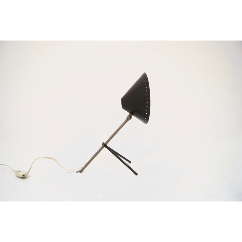 Hala Zeist "Pinokkio" black table lamp, H. BUSQUET - 1950s