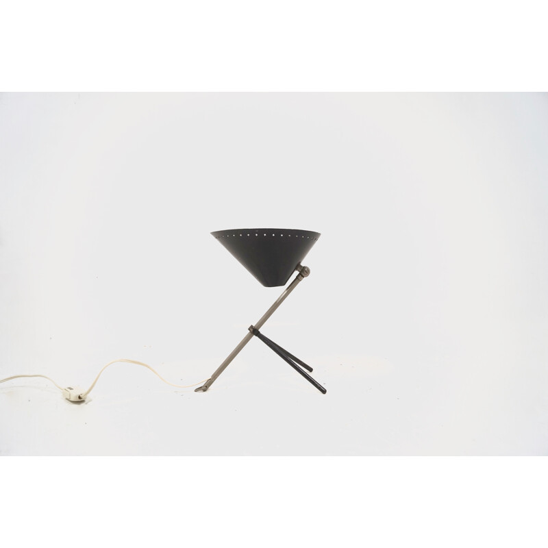 Hala Zeist "Pinokkio" black table lamp, H. BUSQUET - 1950s