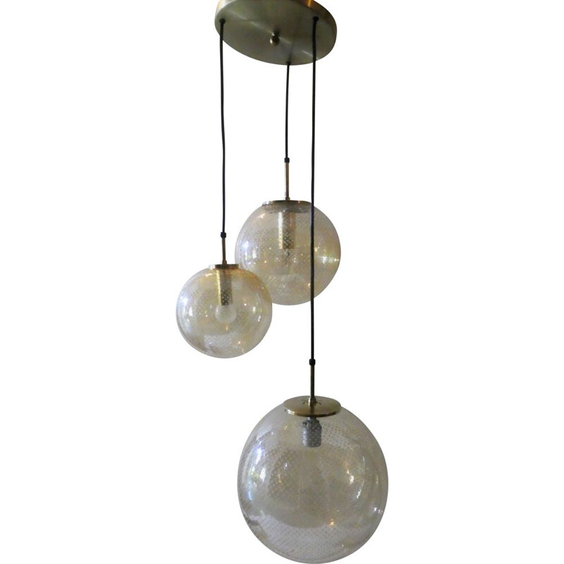 Vintage suspension lamp by Glashütte Limburg 1970s