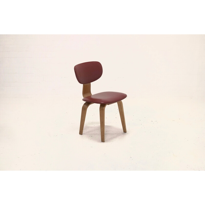 Pastoe SB02 chair in wood and red vinyl, Cees BRAAKMAN - 1952