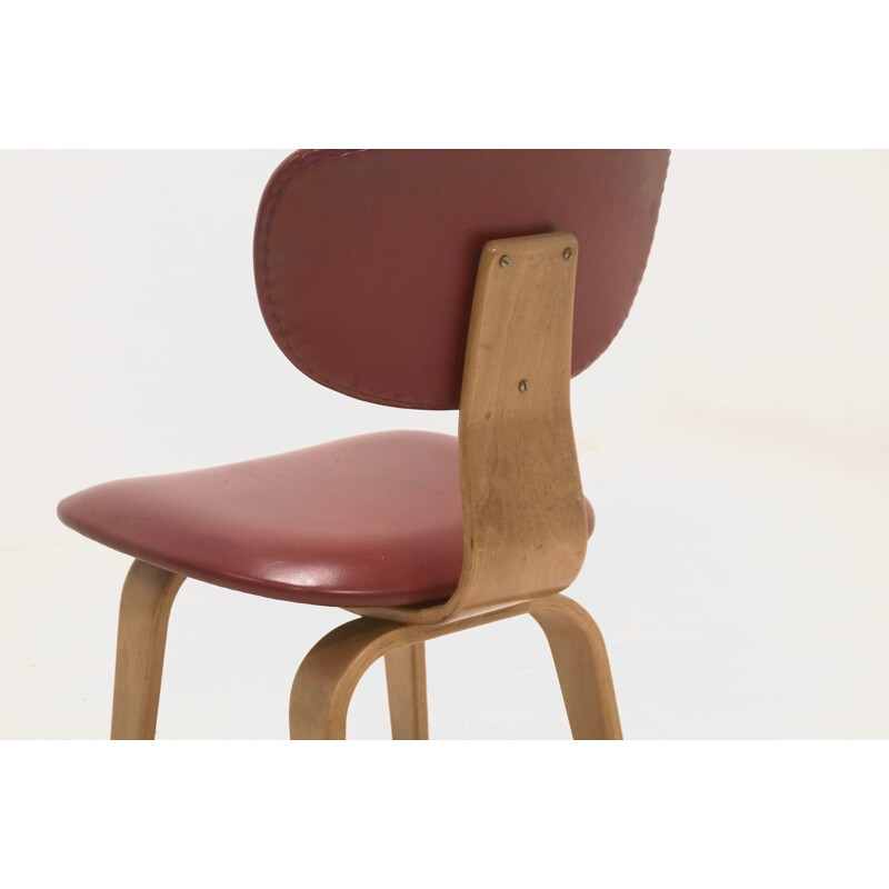 Pastoe SB02 chair in wood and red vinyl, Cees BRAAKMAN - 1952