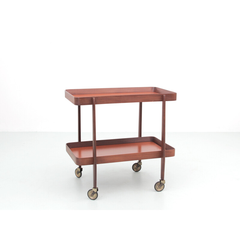 Vintage teak sideboard with wheels and 2 trays