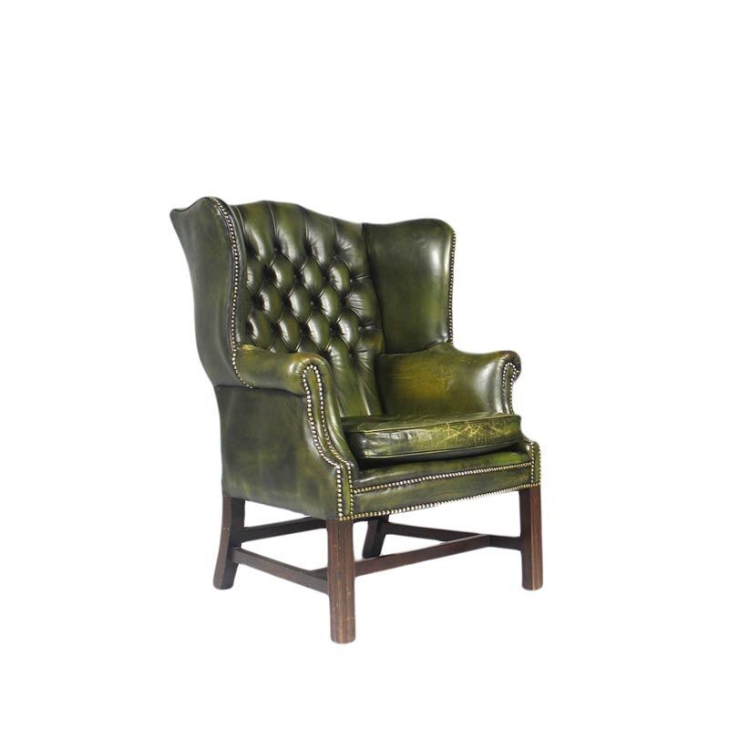 Vintage leather armchair Georgian 1950s