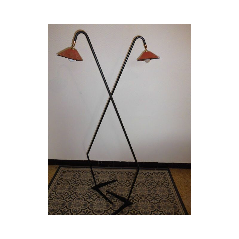 Pair of vintage floor lamps by Svens Aage Holm Sorensen Denmark 1950s