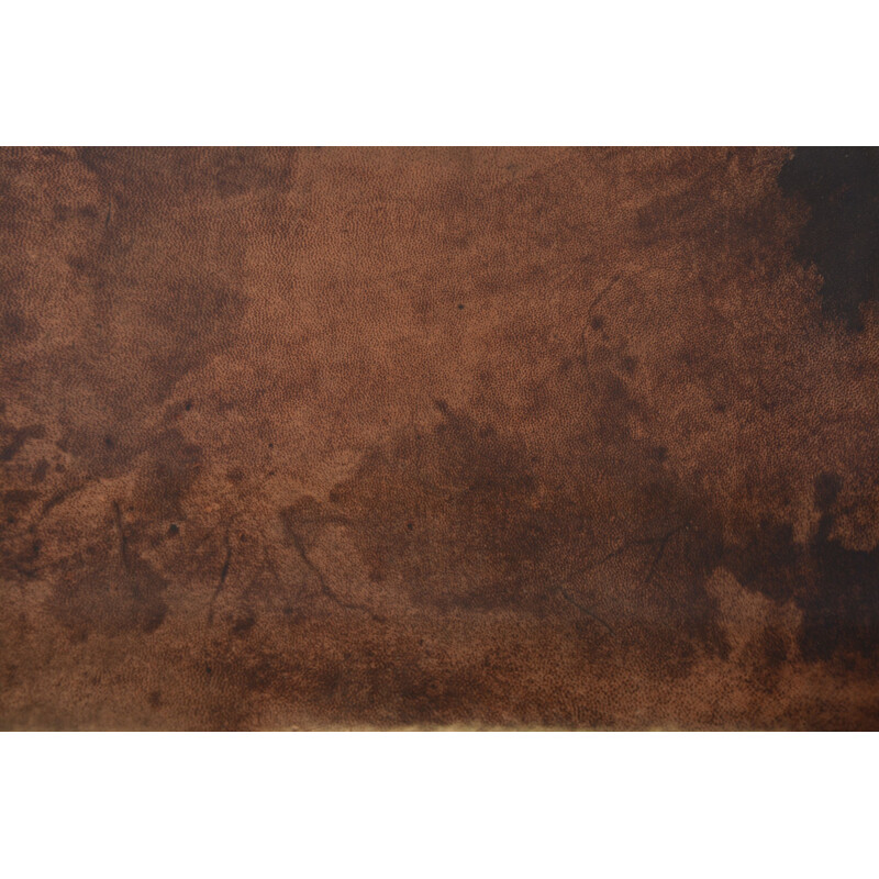 Tables de chevet vintage brunes en peau de chèvre laquée par Aldo Tura. 