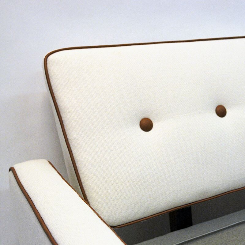 Vintage white wool sofa and daybed by Ire Möbler Sweden 1950s