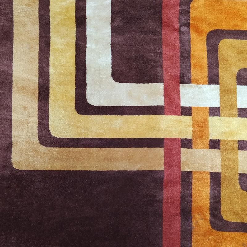 Vintage geometric wool rug Italy 1970s