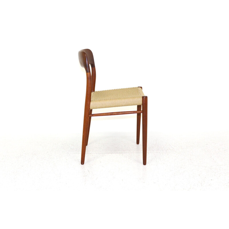 Set of 8 vintage teak chairs, Model 75 by Niels O Moller, Denmark 1975s