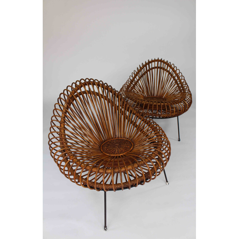 Pair of vintage wickerwork chairs by Janine Abraham & Dirk Jan Rol for Rougier