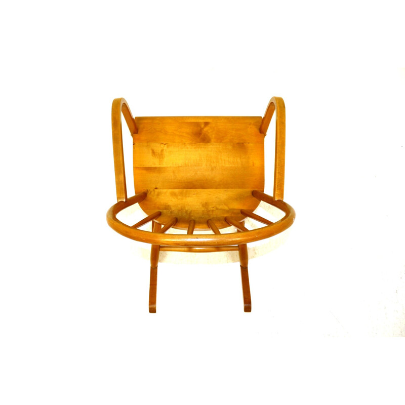 Vintage birch rocking chair Sweden 1950s