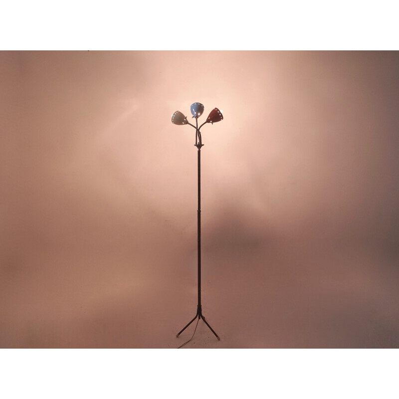 Hala Zeist floor lamp in metal, H. BUSQUET - 1950s