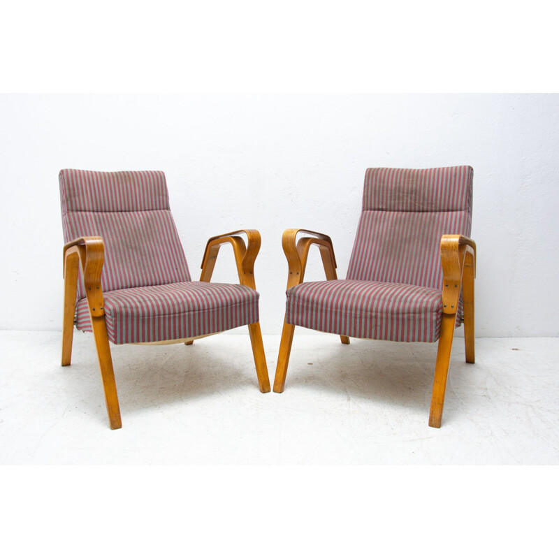 Pair of vintage bentwood armchairs by František Jirák 1960s