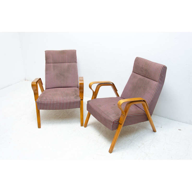 Pair of vintage bentwood armchairs by František Jirák 1960s