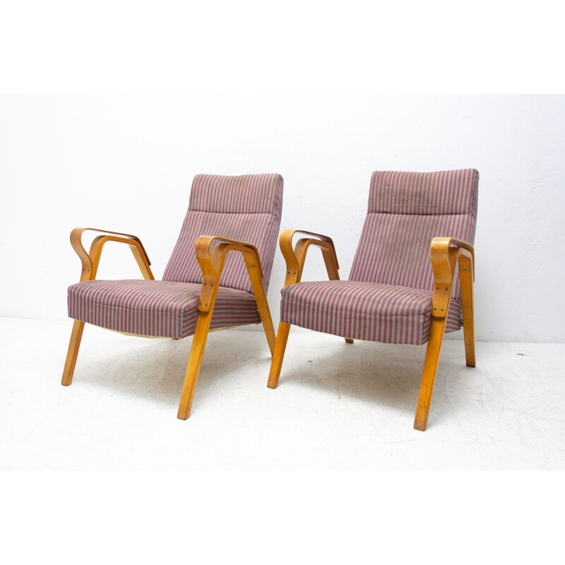 Pair of vintage bentwood armchairs by František Jirák 1960s