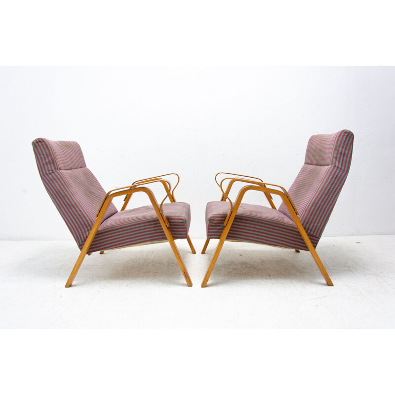 Pair of vintage bentwood armchairs by František Jirák 1960s