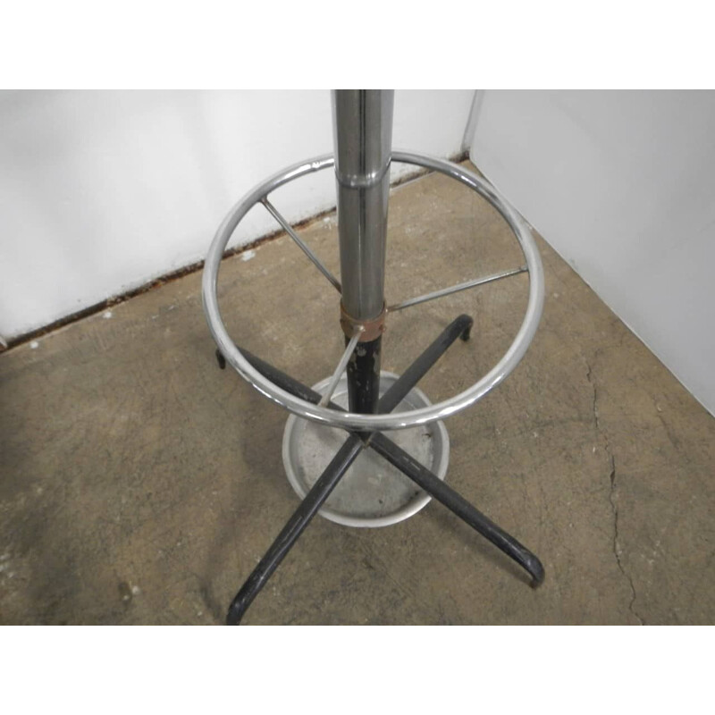 Vintage floor coat rack with chrome and colored metal umbrella stand