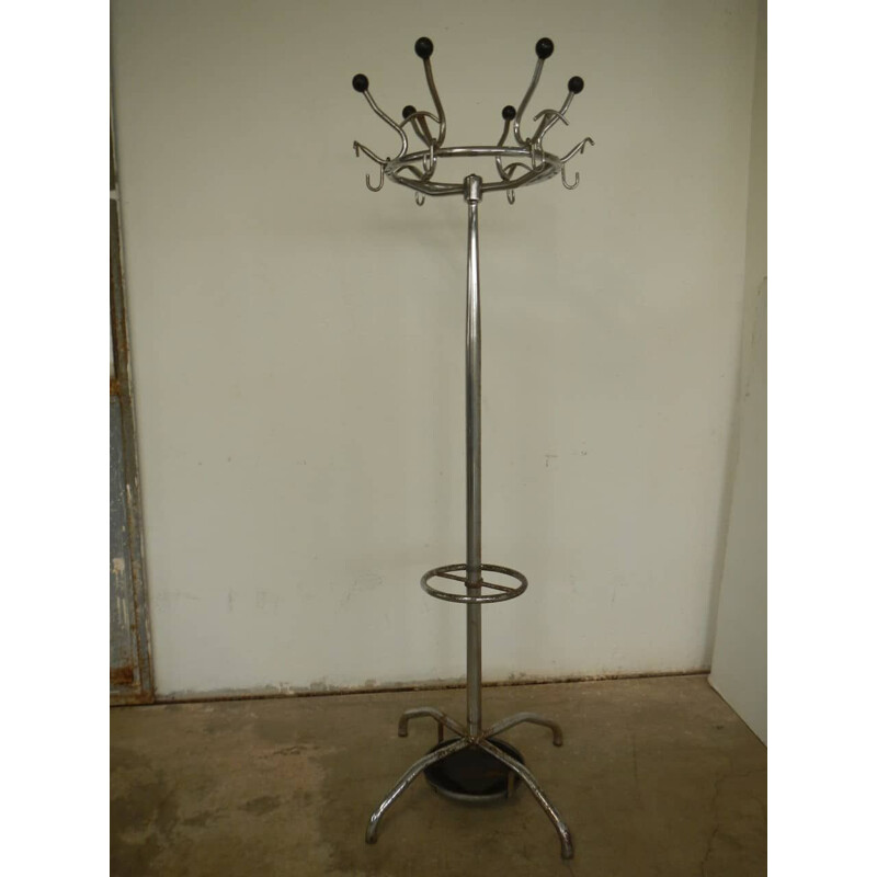 Vintage coat rack in chromed and colored metal