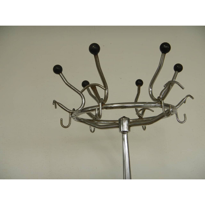 Vintage coat rack in chromed and colored metal