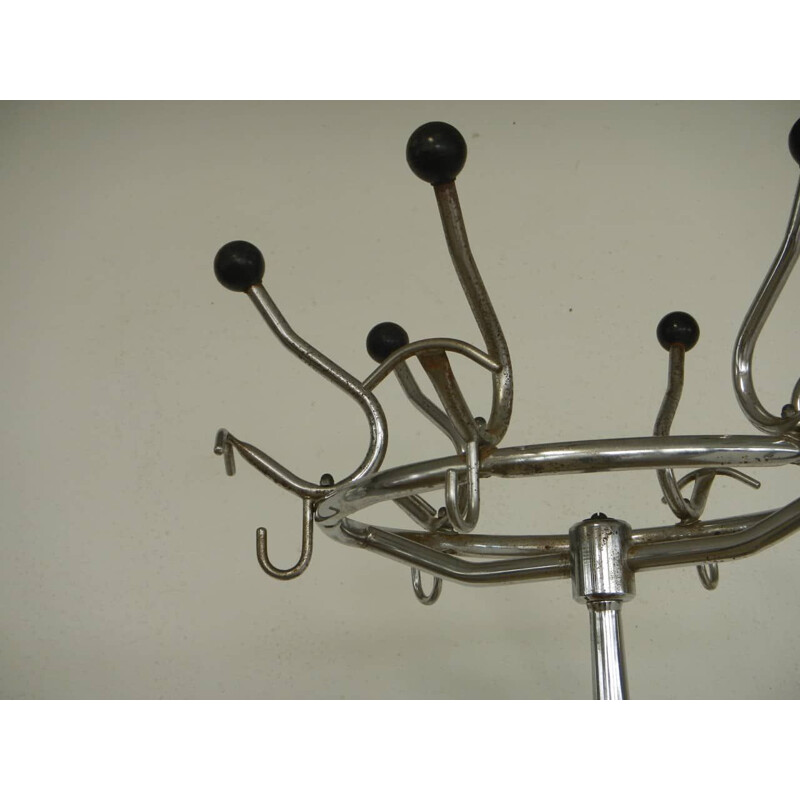 Vintage coat rack in chromed and colored metal