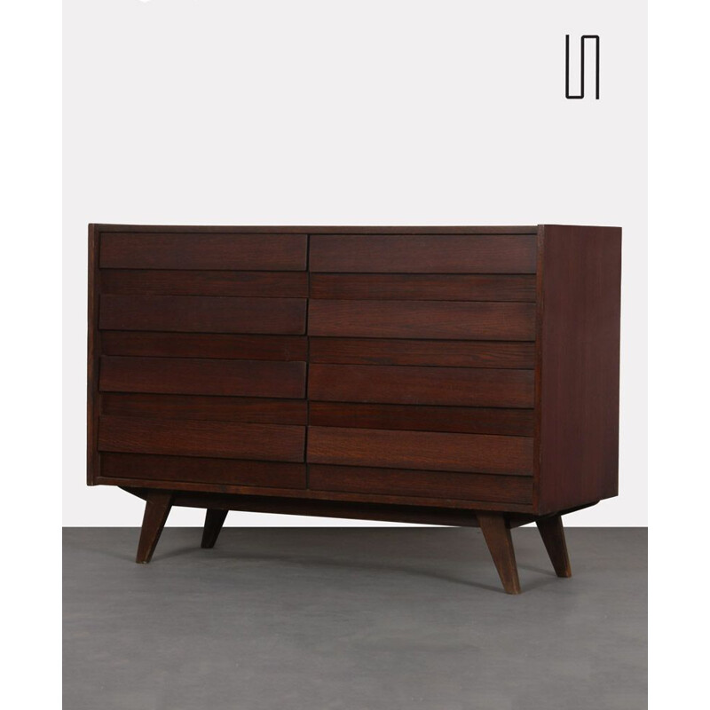 Vintage dark oak chest of drawers by Jiri Jiroutek 1960s