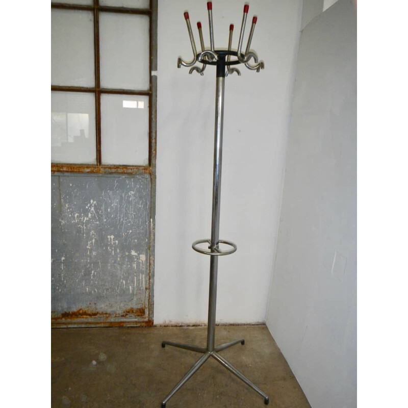 Vintage coat rack in chromed and colored metal