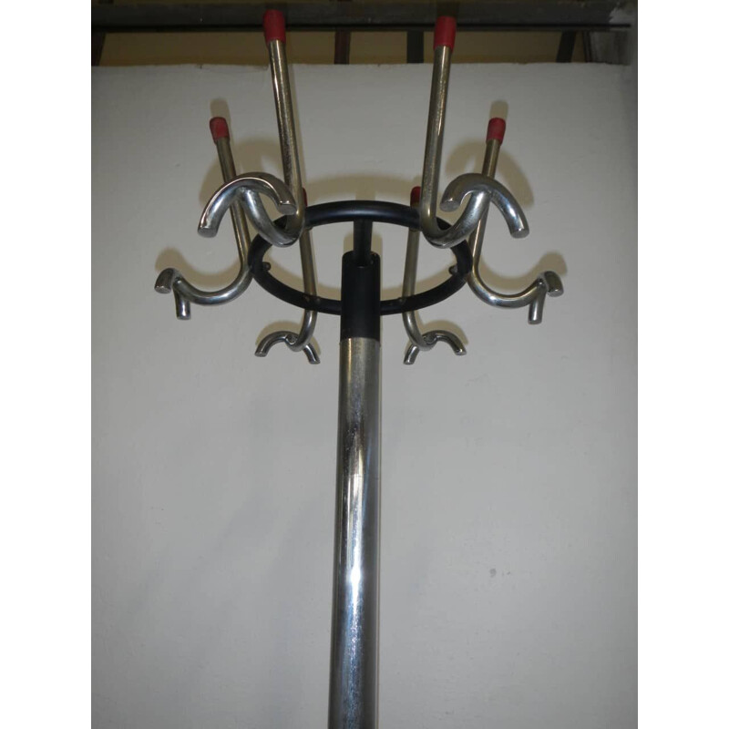 Vintage coat rack in chromed and colored metal