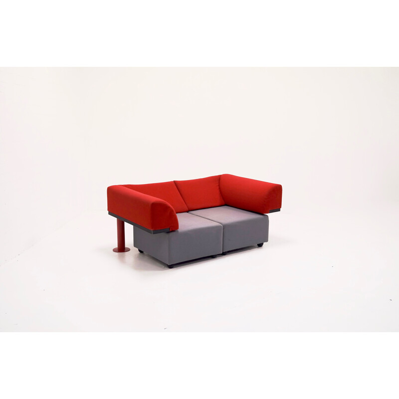 "Quadrio" sofa in red and grey fabric, Michael MCCOY - 1980s