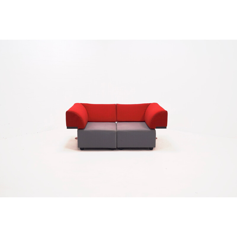 "Quadrio" sofa in red and grey fabric, Michael MCCOY - 1980s